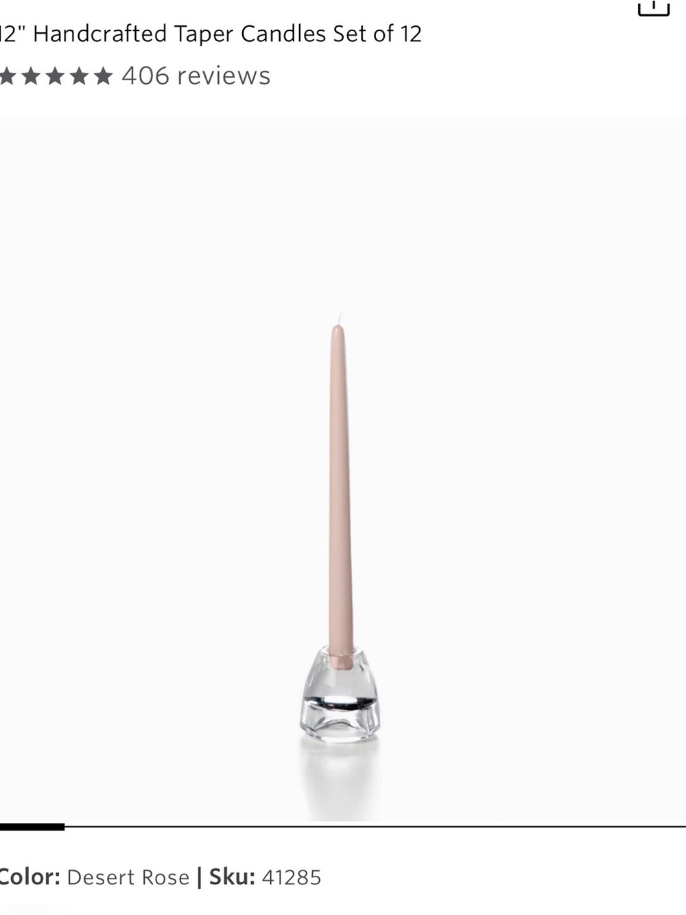 Desert Rose Taper Candle - Single Elegant Taper